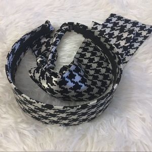 Houndstooth Headband with satin ties
